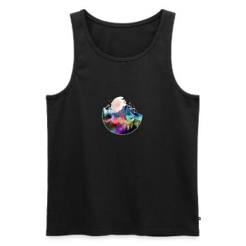 Mountain Landscape with Full Moon - Männer Premium Bio Tank Top - Schwarz - Vorne - AI Model Male 178 light (178cm)