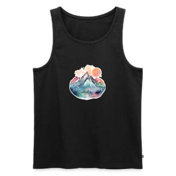 Mountain Landscape with Full Moon 2 - Männer Premium Bio Tank Top - Schwarz - Vorne - AI Model Male 178 light (178cm)
