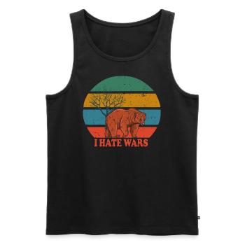 Retro Bear i hate wars - Men's Premium Organic Tank Top - black - Front - AI Model Male 178 light (178cm)