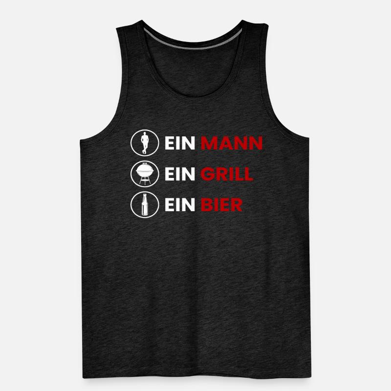 Ein Mann Ein Grill Ein Bier Männer Premium Bio Tank Top