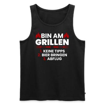 Bin am Grillen! - Männer Premium Bio Tank Top - Schwarz - Vorne - Michal (187cm)