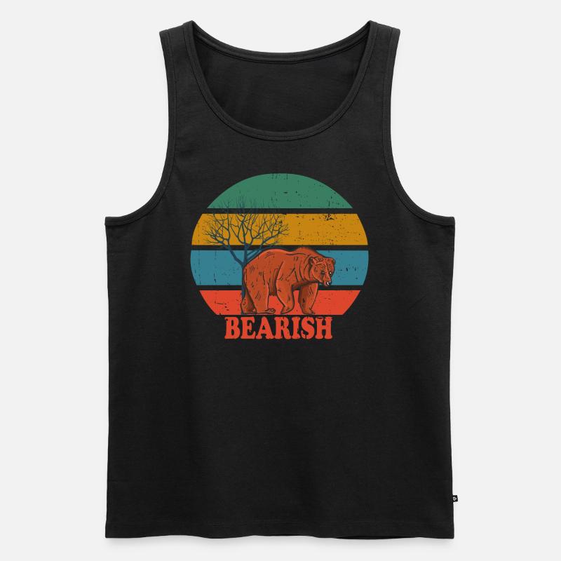 Retro Bear Bearish - Männer Premium Bio Tank Top - Schwarz