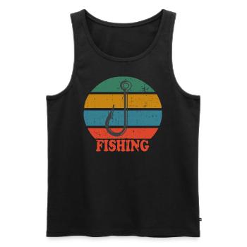 Retro Fishing Hook - Männer Premium Bio Tank Top - Schwarz - Vorne - AI Model Male 178 light (178cm)