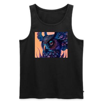 Eule - Männer Premium Bio Tank Top - Schwarz - Vorne - AI Model Male 178 light (178cm)