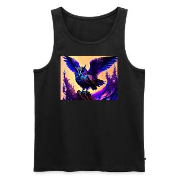 Owl - Men's Premium Organic Tank Top - black - Front - AI Model Male 178 light (178cm)