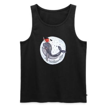 Surfer - funny illustration whale with cancer - Men's Premium Organic Tank Top - black - Front - AI Model Male 178 light (178cm)