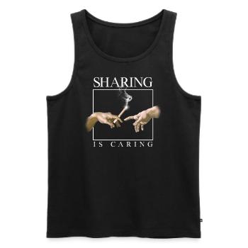 Sharing is Caring - Men's Premium Organic Tank Top - black - Front - AI Model Male 178 light (178cm)
