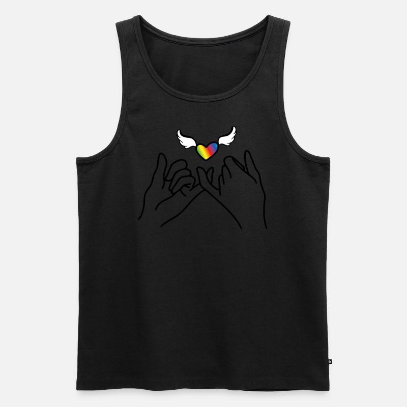 Rainbow Heart - Männer Premium Bio Tank Top - Schwarz