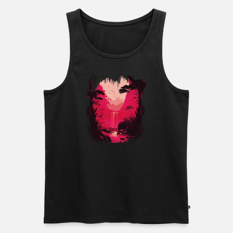 Tropischer Wasserfall - Männer Premium Bio Tank Top - Schwarz