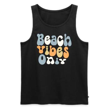 Ambiance de plage uniquement - Débardeur bio Premium Homme - noir - Devant - AI Model Male 178 light (178cm)