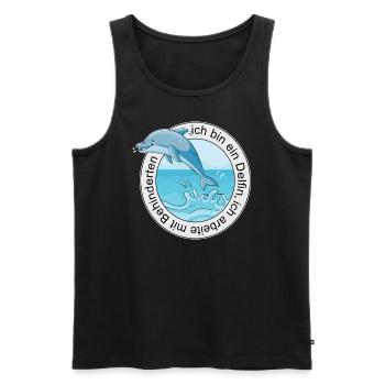 Ich bin ein Delfin, ich arbeite mit Behinderten - Männer Premium Bio Tank Top - Schwarz - Vorne - AI Model Male 178 light (178cm)