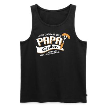 Lass mal den Papa grillen V2 - Männer Premium Bio Tank Top - Schwarz - Vorne - Michal (187cm)