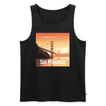 Golden Gate Bridge - San Francisco - Square - Men's Premium Organic Tank Top - black - Front - AI Model Male 178 light (178cm)