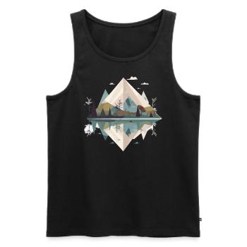 Montagnes minimalistes - Débardeur bio Premium Homme - noir - Devant - Michal (187cm)