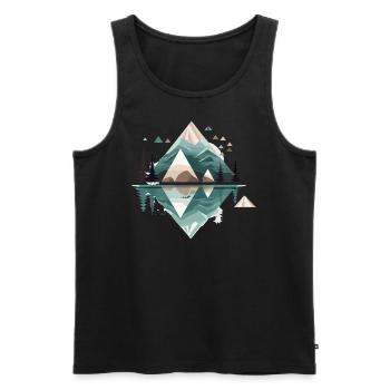 Montagnes minimalistes - Débardeur bio Premium Homme - noir - Devant - Michal (187cm)