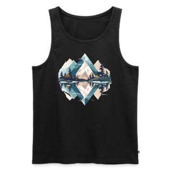 Montagnes minimalistes - Débardeur bio Premium Homme - noir - Devant - Michal (187cm)