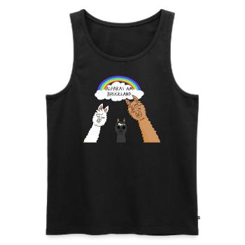 Alpakas im Brückland - Männer Premium Bio Tank Top - Schwarz - Vorne - Michal (187cm)
