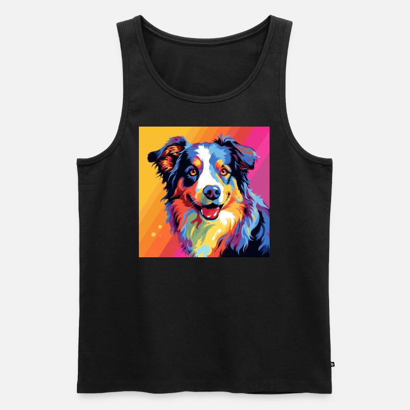 Australian Shepherd Pop Art - Männer Premium Bio Tank Top - Schwarz