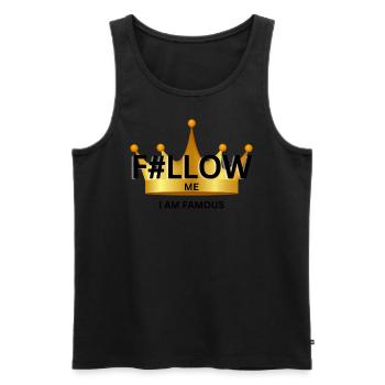 F#llow me - I AM FAMOUS - Männer Premium Bio Tank Top - Schwarz - Vorne - AI Model Male 178 light (178cm)