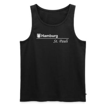 Hamburg St. Pauli - schlichtes Design schwarz-weiß - Männer Premium Bio Tank Top - Schwarz - Vorne - Michal (187cm)