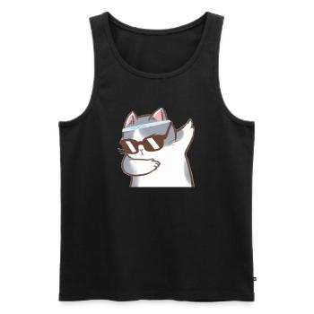 Katze mit Dab - Männer Premium Bio Tank Top - Schwarz - Vorne - Michal (187cm)
