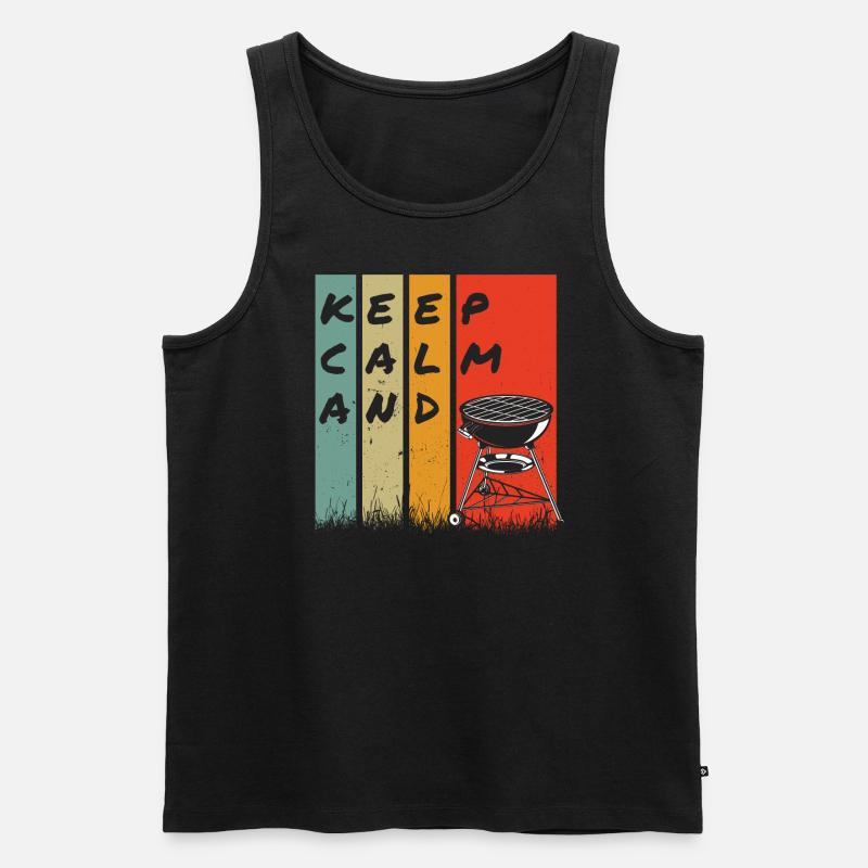 KEEP CALM AND BBQ! - Männer Premium Bio Tank Top - Schwarz
