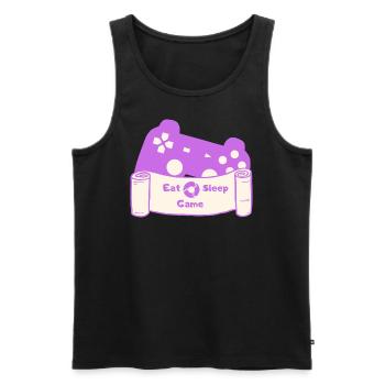 Manger, dormir, jouer et répéter - Violet/Beige - Débardeur bio Premium Homme - noir - Devant - AI Model Male 178 light (178cm)