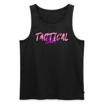 Tactical babe - camouflage pink - Men's Premium Organic Tank Top - black - Front - AI Model Male 178 light (178cm)