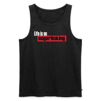 Life is no sugarlicking - Denglisch Fun Shirt - Männer Premium Bio Tank Top - Schwarz - Vorne - Michal (187cm)