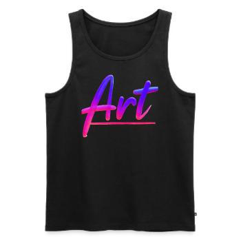 ART lettering in magenta sky - Men's Premium Organic Tank Top - black - Front - AI Model Male 178 light (178cm)