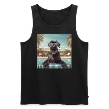Riesenschnauzer mit Sonnenbrille im Urlaub - Männer Premium Bio Tank Top - Schwarz - Vorne - AI Model Male 178 light (178cm)