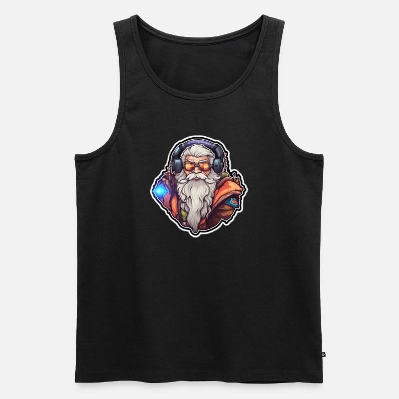 Alter Mann beim Zocken - Männer Premium Bio Tank Top - Schwarz
