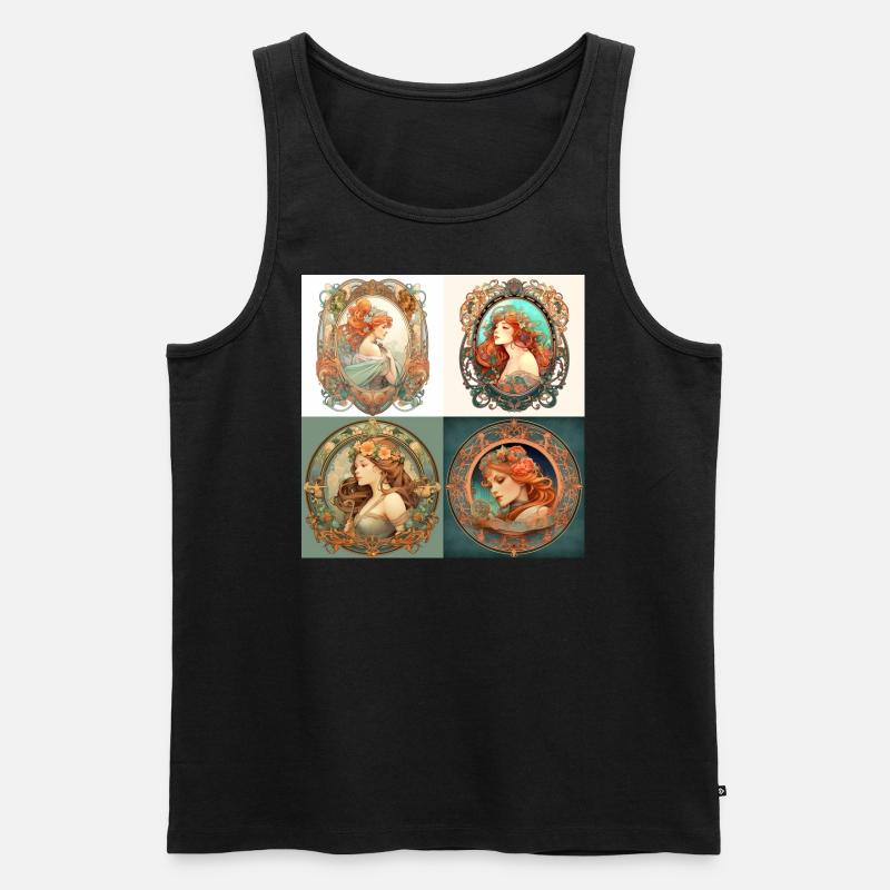 Throwhammers Rahmen im Mucha-Stil - Männer Premium Bio Tank Top - Schwarz
