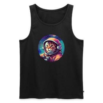 Cosmic Cat Explorer - Men's Premium Organic Tank Top - black - Front - AI Model Male 178 light (178cm)