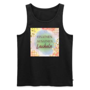 Einatmen ausatmen lächeln - Männer Premium Bio Tank Top - Schwarz - Vorne - Michal (187cm)