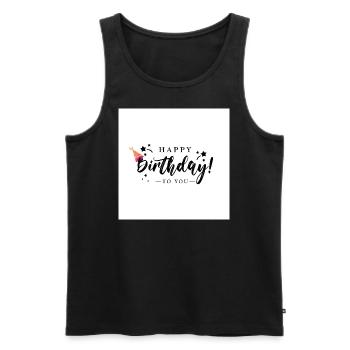 HappyBDay - Männer Premium Bio Tank Top - Schwarz - Vorne - AI Model Male 178 light (178cm)