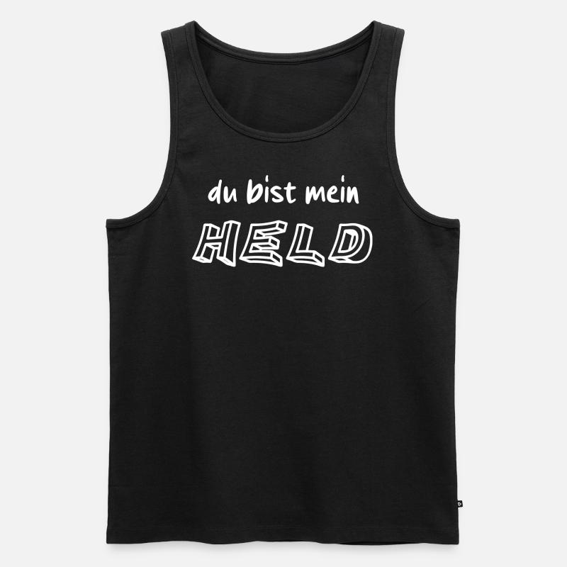 du bist mein Held - Männer Premium Bio Tank Top - Schwarz