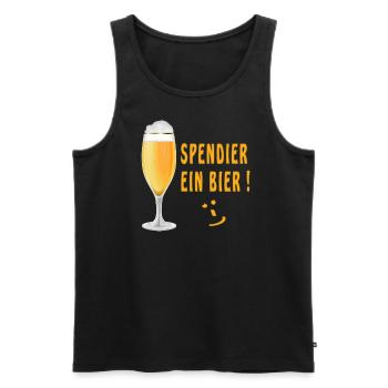 Spendier ein Bier! - Männer Premium Bio Tank Top - Schwarz - Vorne - Michal (187cm)