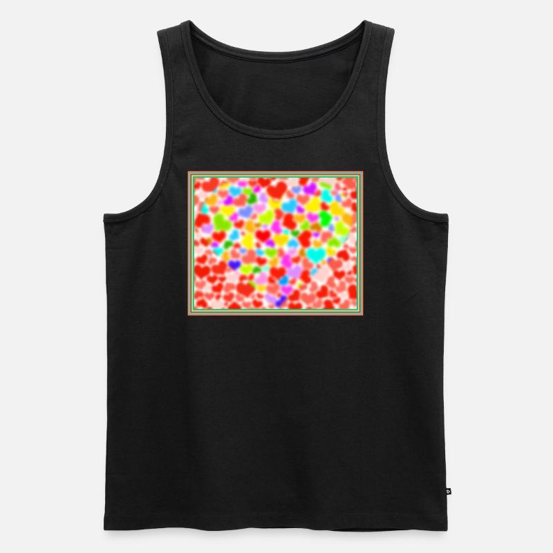 Bunte Herzen - Männer Premium Bio Tank Top - Schwarz