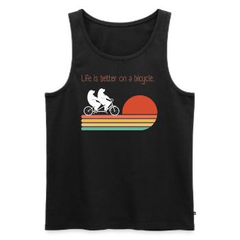 Life is better on a bicycle - Men's Premium Organic Tank Top - black - Front - Michal (187cm)