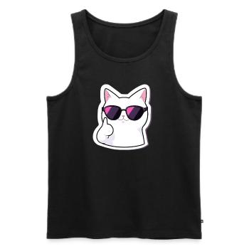Rockende Katze mit Sonnenbrille 2 - Männer Premium Bio Tank Top - Schwarz - Vorne - Michal (187cm)