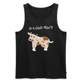 In A Good Mood Cow (White) - Men's Premium Organic Tank Top - black - Front - AI Model Male 178 light (178cm)