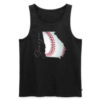 Géorgie (États-Unis) | Vrai baseball | Script de carte - Débardeur bio Premium Homme - noir - Devant - Michal (187cm)