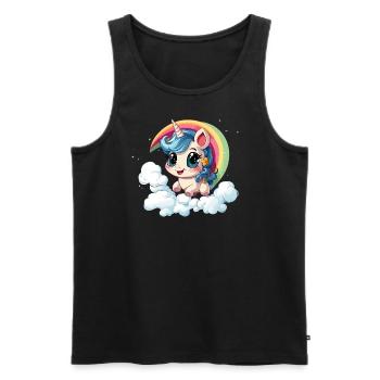 Einhorn Regenbogen Design - Männer Premium Bio Tank Top - Schwarz - Vorne - Michal (187cm)