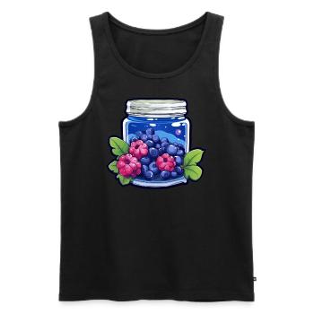 Closed jar with blueberries - Men's Premium Organic Tank Top - black - Front - AI Model Male 178 light (178cm)