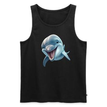 Sunny Delphinia: Joyful Dolphin's Paradise - Men's Premium Organic Tank Top - black - Front - AI Model Male 178 light (178cm)