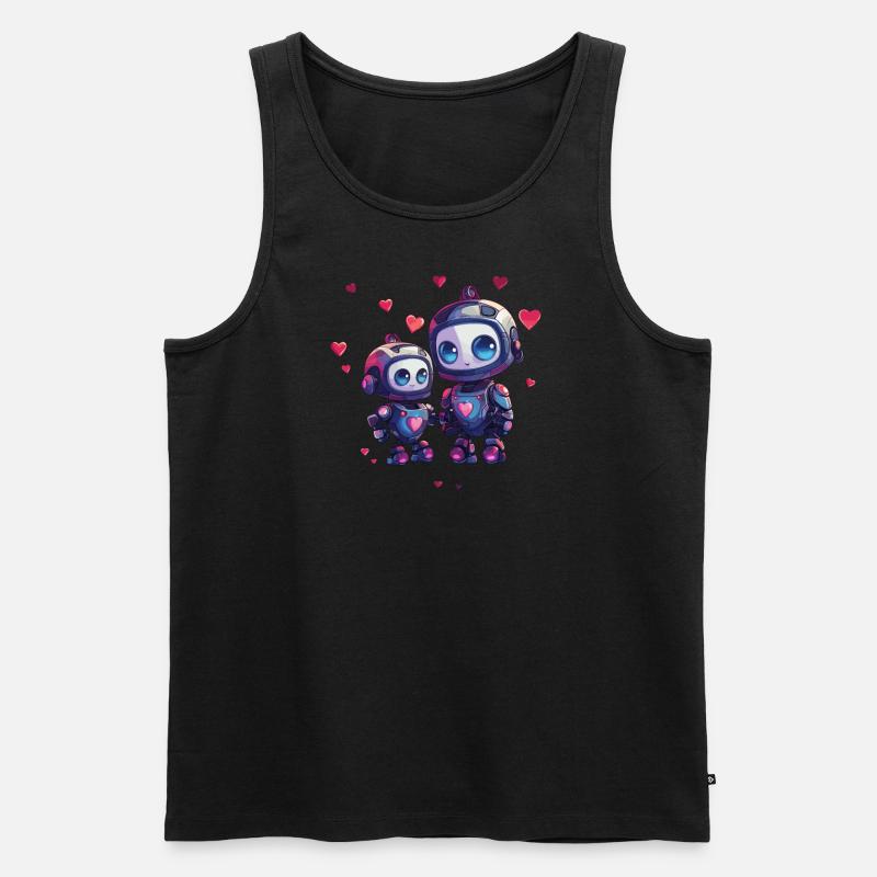 Roboter Mutter mit Kind Design - Männer Premium Bio Tank Top - Schwarz