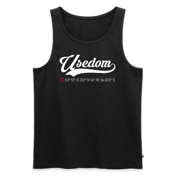 Insel Usedom Koordinaten roter Anker - Männer Premium Bio Tank Top - Schwarz - Vorne - AI Model Male 178 light (178cm)