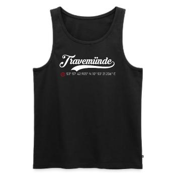 Travemünde Koordinaten - Männer Premium Bio Tank Top - Schwarz - Vorne - AI Model Male 178 light (178cm)