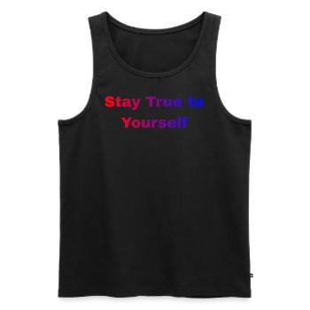 Stay True to Yourself - Männer Premium Bio Tank Top - Schwarz - Vorne - Michal (187cm)